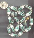 Necklace/Large Planted Glass or Ceramic Beads W/Gold Plated Clasp