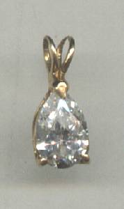 Pendent/Contemporary W?Pear Shaped Zircon or Crystal/Mark 14K?