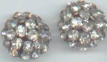 Earrings/Clips/Clear Rhinestones/Domed Button