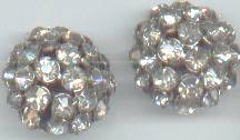 Earrings/Clips/Clear Rhinestones/Domed Button