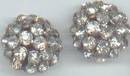 Earrings/Clips/Clear Rhinestones/Domed Button