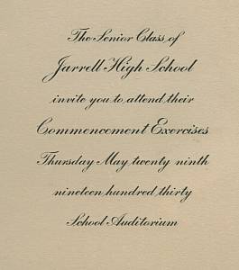 Ephemera/Commencement Invitation for Jarrell High School