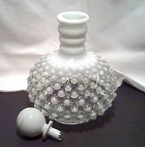Perfume Bottle/W/Stopper/French Opalescent Hobnail