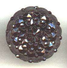 Button(s) 1 Black Fancy Lacy Glass Shank Button