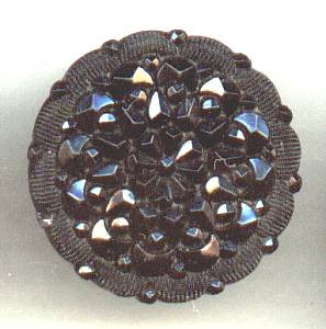 Button(s) 1 Black Fancy Lacy Glass Shank Button