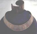 Necklace/Pink Marbled Plastic & Silver Beads