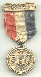 Awards Medal/Political/William Hale Thompson Mayor Committee Ribbon Pin