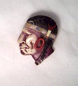 Brooch/Molded Plastic Indian Brave Profile