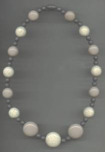 Necklace/Gray Plastic RND & Flat RND Gray & White Speckled Composite Beads