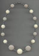Necklace/Gray Plastic RND & Flat RND Gray & White Speckled Composite Beads
