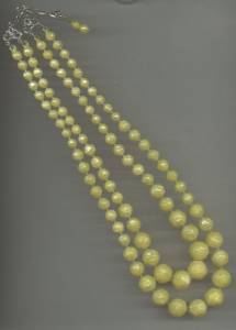 Necklace/Choker/Yellow Plastic Beaded Necklace/2 Strands