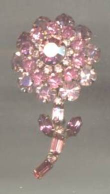Brooch/Designer/Judy-Lee/Pink Rhinestone Flower
