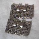 Shoe Clips/C.1960's Casted White Metal Rectangles W/Floral motif