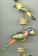 Necklace/Island Style Dyed Wood Beads W/Parrots