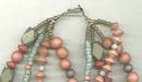 Necklace/Multi Strand Dyed Wooden Beads/Blue, Rose & Green