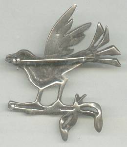 Brooch/Unsigned Sterling Bird Figural