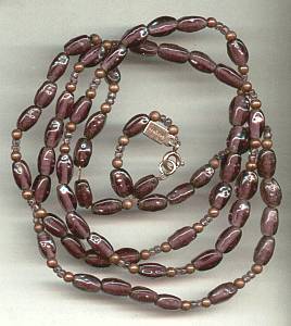 Necklace/Designer Begere' Purple Glass Beads