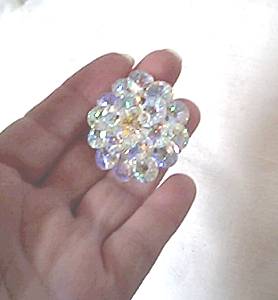 Brooch/Unsigned C.1960's AB Rivoli & Margarita Wired Beads