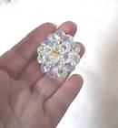 Brooch/Unsigned C.1960's AB Rivoli & Margarita Wired Beads