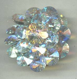 Brooch/Unsigned C.1960's AB Rivoli & Margarita Wired Beads