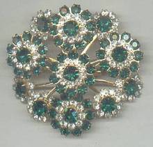 Brooch/C.1960's-1970's GT W?Clear&Emerald Green R/S