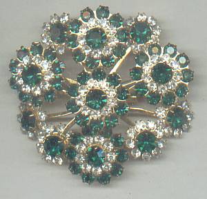 Brooch/C.1960's-1970's GT W?Clear&Emerald Green R/S