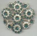 Brooch/C.1960's-1970's GT W?Clear&Emerald Green R/S