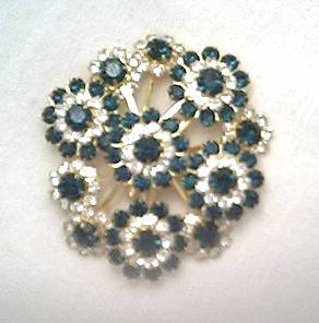 Brooch/C.1960's-1970's GT W?Clear&Emerald Green R/S
