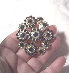 Brooch/C.1960's-1970's GT W?Clear&Emerald Green R/S