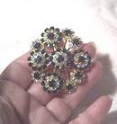 Brooch/C.1960's-1970's GT W?Clear&Emerald Green R/S