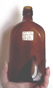 Bottle(s)/One Pint Size Amber Bottle W/Incised Design Detail