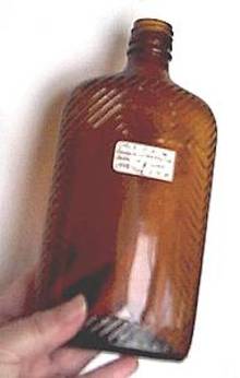 Bottle(s)/One Pint Size Amber Bottle W/Incised Design Detail