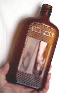 Bottle(s)/One Pint Size Amber Bottle W/Incised Design Detail
