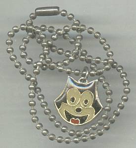 Necklace/Felix The Cat Enameled Pendent W/Ball Chain