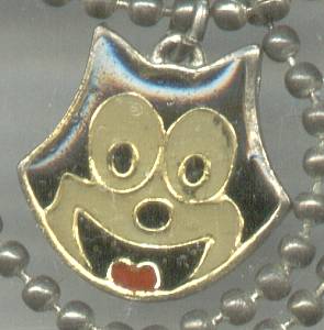 Necklace/Felix The Cat Enameled Pendent W/Ball Chain