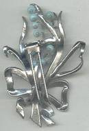 Fur Clip(s)/3-D ST Floral W/Aqua Glass Dangling