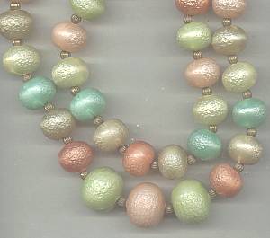 Necklace/1960's 2-Strand Pastel Beads