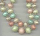 Necklace/1960's 2-Strand Pastel Beads