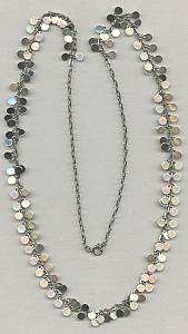 Necklace/1970's Retro Silvertone W/Dangling Discs