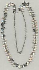 Necklace/1970's Retro Silvertone W/Dangling Discs