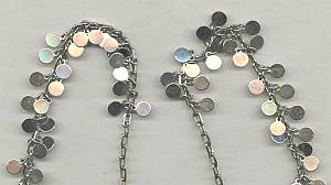 Necklace/1970's Retro Silvertone W/Dangling Discs