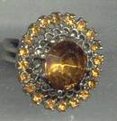Ring/Fashion Topaz Colored Rhinestones