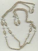 Necklace/Designer Sarah Coventry Faux/Simulated Pearl& GT Fillagree Beads