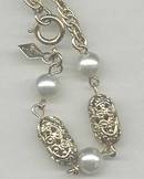 Necklace/Designer Sarah Coventry Faux/Simulated Pearl& GT Fillagree Beads