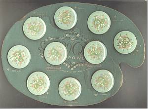 Avon/Mini Powder Tins On Artist Pallet/Green