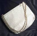 Purse/Whiting&Davis/White Shoulder Bag W/Gold Chain