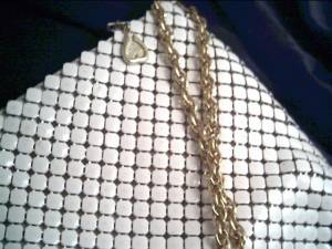 Purse/Whiting&Davis/White Shoulder Bag W/Gold Chain