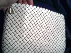 Purse/Whiting&Davis/White Shoulder Bag W/Gold Chain