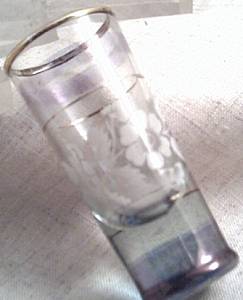 Glass/Pr.Blown Cordials With Floral Transfer Design/Gold Trim