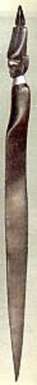 Ethnic Collectibles/Ebonized? Wood Carved Head Letter Opener/African Tribesman W/Mask&/orHeaddress
